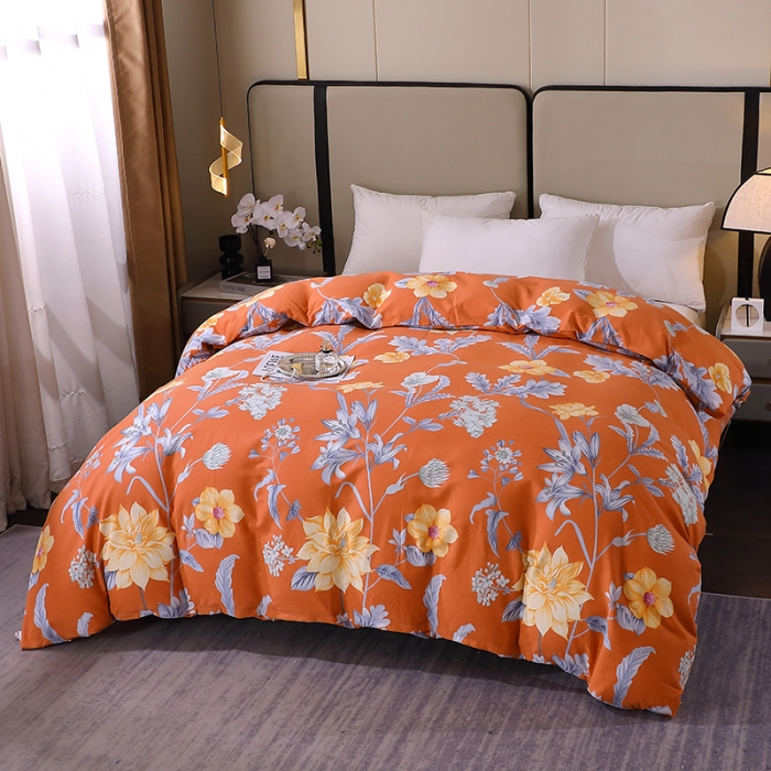 91家纺网 家纺一手货源 找家纺 晶缦 2023新款格林系列全棉活性磨毛单被套 浪漫花语