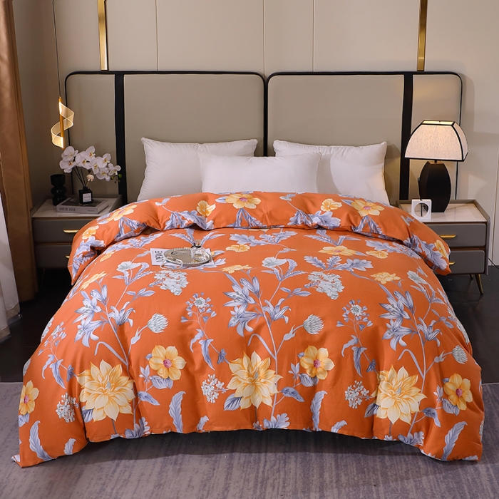 91家纺网 家纺一手货源 找家纺 晶缦 2023新款格林系列全棉活性磨毛单被套 浪漫花语