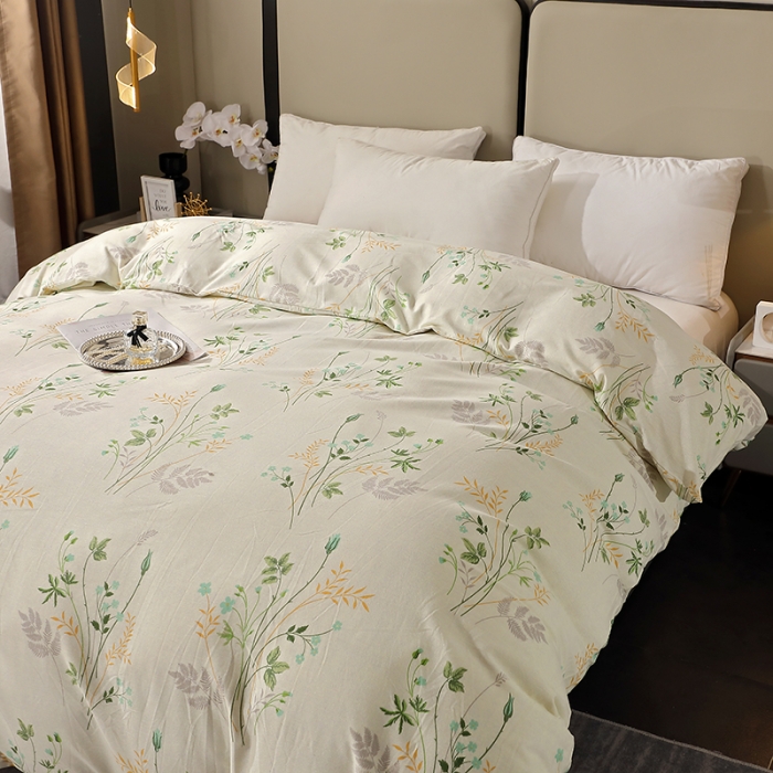 91家纺网 家纺一手货源 找家纺 晶缦 2023新款格林系列全棉活性磨毛单被套 林间细雨