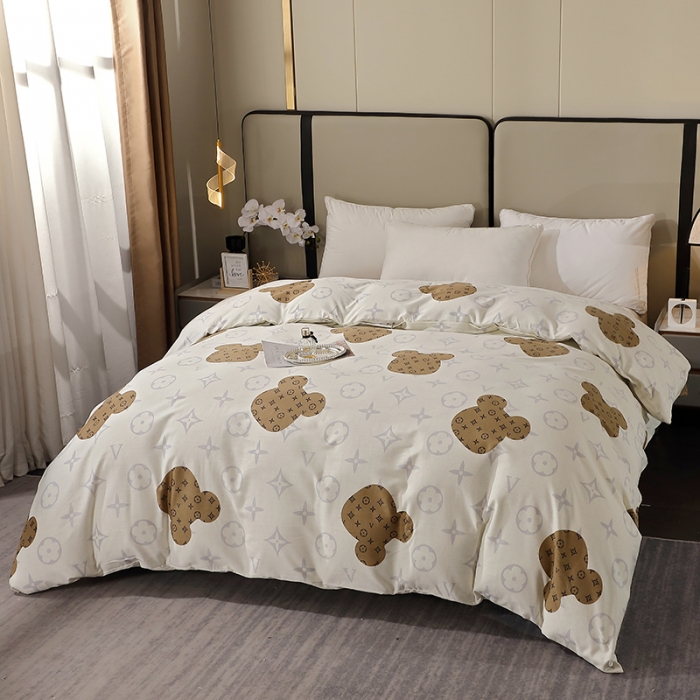 91家纺网 家纺一手货源 找家纺 晶缦 2023新款格林系列全棉活性磨毛单被套 路易熊