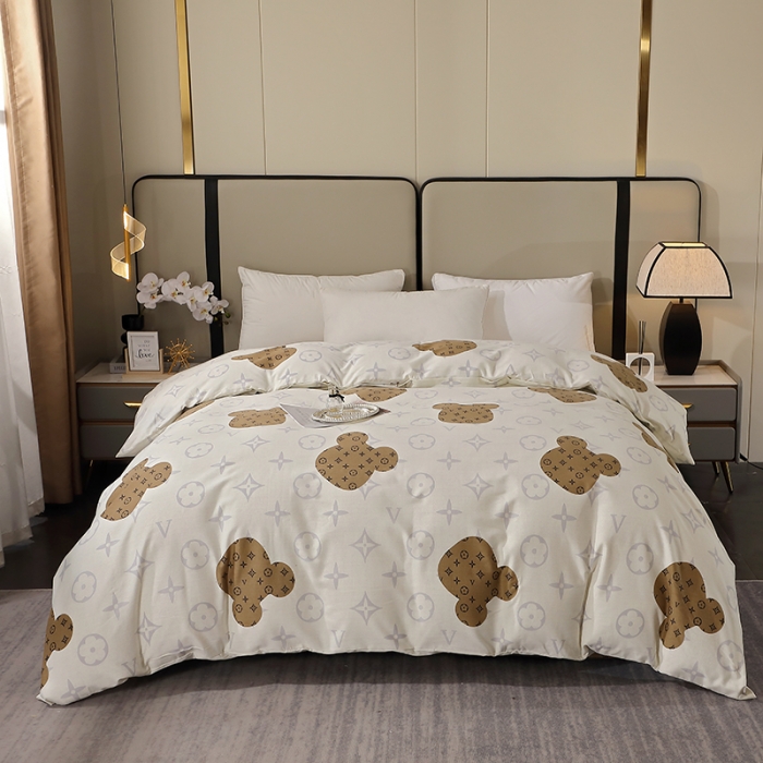 91家纺网 家纺一手货源 找家纺 晶缦 2023新款格林系列全棉活性磨毛单被套 路易熊