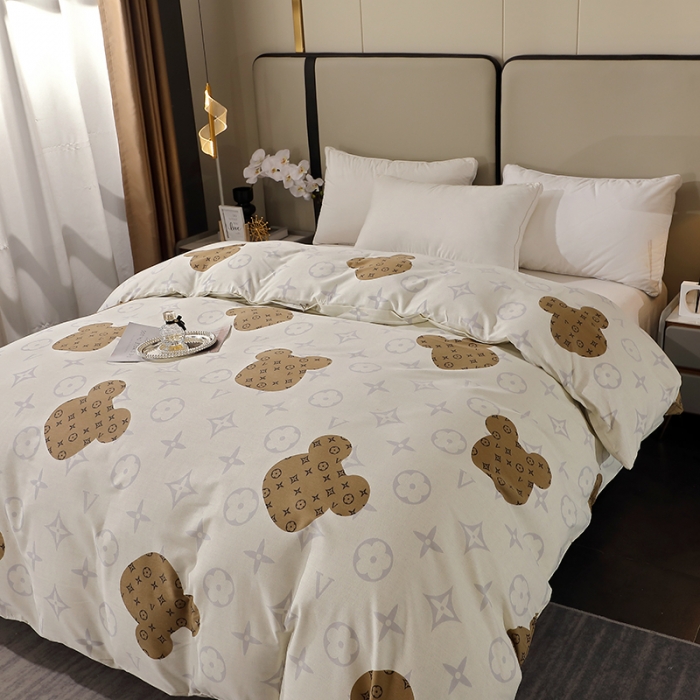 91家纺网 家纺一手货源 找家纺 晶缦 2023新款格林系列全棉活性磨毛单被套 路易熊