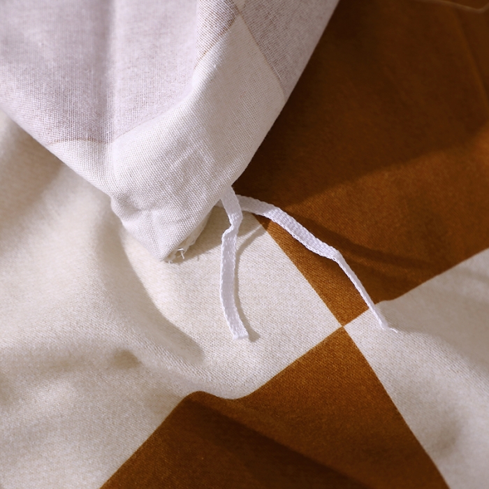 91家纺网 家纺一手货源 找家纺 晶缦 2023新款格林系列全棉活性磨毛单被套 棋盘格桔