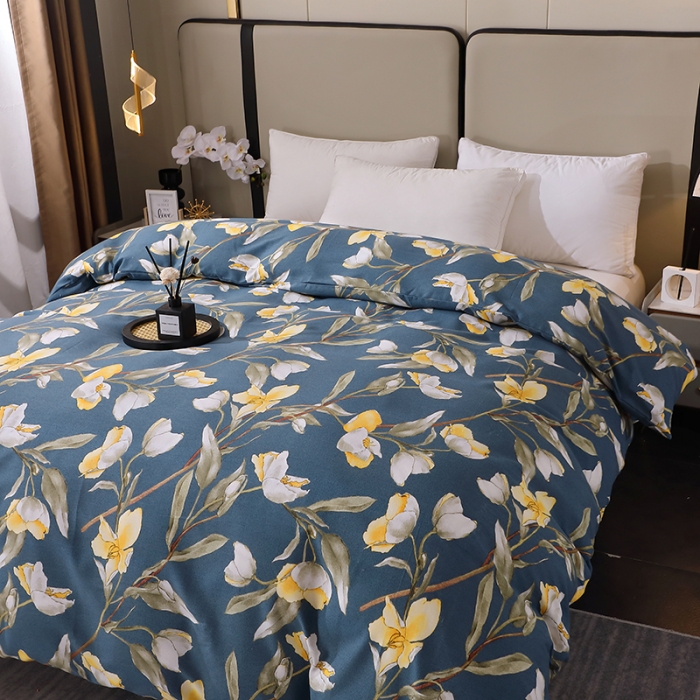 91家纺网 家纺一手货源 找家纺 晶缦 2023新款格林系列全棉活性磨毛单被套 如月梦蓝