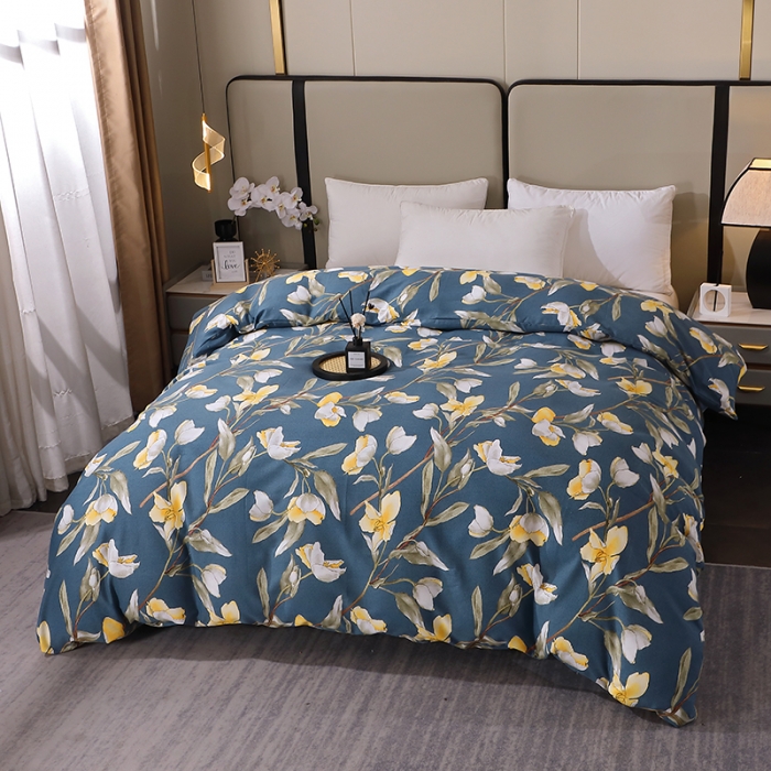 91家纺网 家纺一手货源 找家纺 晶缦 2023新款格林系列全棉活性磨毛单被套 如月梦蓝