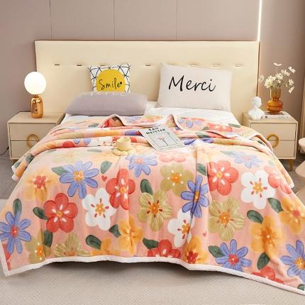 （总）肖恩毯业 2023新款印花云貂绒毛毯沙发盖毯午睡毯子
