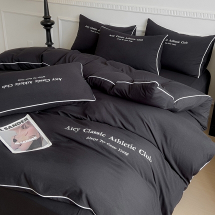 91家纺网 家纺一手货源 找家纺 （总）尤米 2023新款莫奈系列水洗棉绣花麻绳款四件套