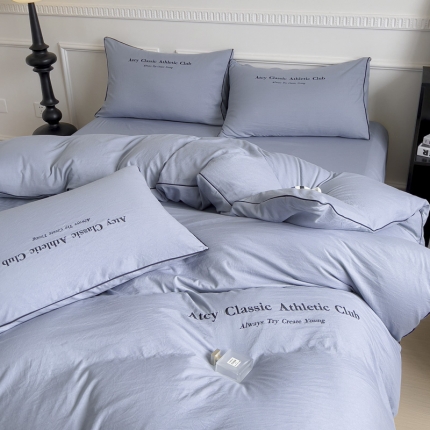 91家纺网 家纺一手货源 找家纺 （总）尤米 2023新款莫奈系列水洗棉绣花麻绳款四件套