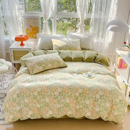 91家纺网 家纺一手货源 找家纺 （总）宜家坊 2023新款法式风水洗棉麻四件套