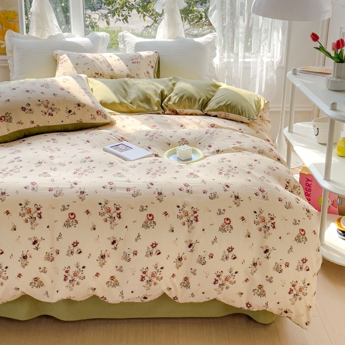 91家纺网 家纺一手货源 找家纺 （总）宜家坊 2023新款法式风水洗棉麻四件套