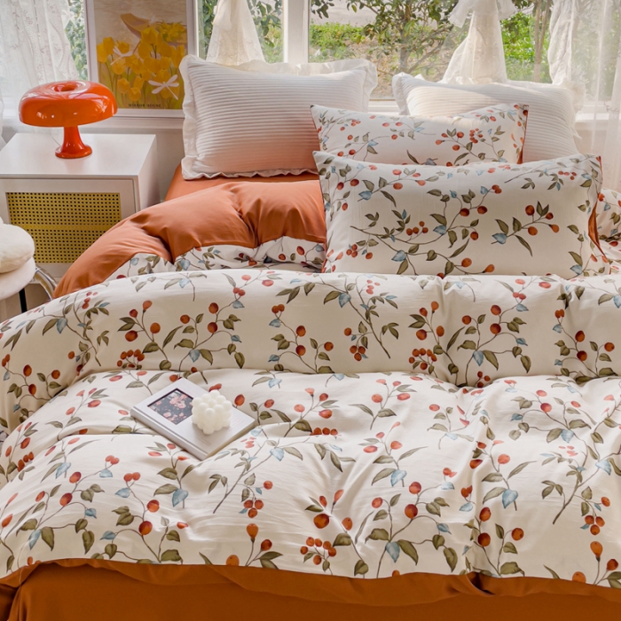 91家纺网 家纺一手货源 找家纺 宜家坊 2023新款法式风水洗棉麻四件套 花溪