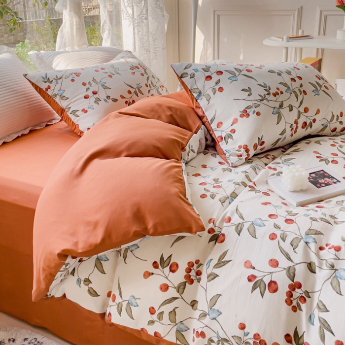 91家纺网 家纺一手货源 找家纺 宜家坊 2023新款法式风水洗棉麻四件套 花溪