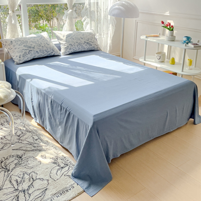 91家纺网 家纺一手货源 找家纺 宜家坊 2023新款法式风水洗棉麻四件套 浅沫