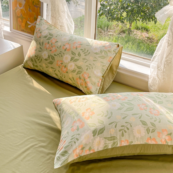 91家纺网 家纺一手货源 找家纺 宜家坊 2023新款法式风水洗棉麻四件套 细雨