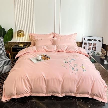 91家纺网 家纺一手货源 找家纺 （总）2023秋冬新款直播热卖长绒棉刺绣花边四件套-烟雨花都系列