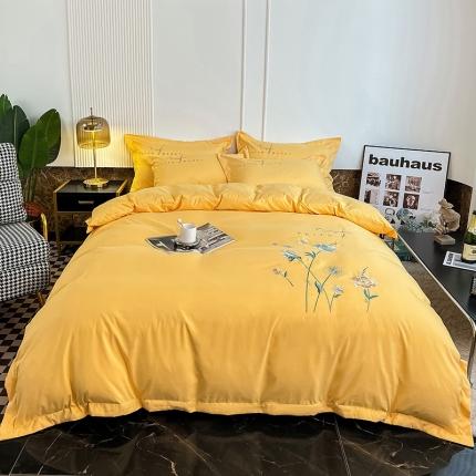 91家纺网 家纺一手货源 找家纺 （总）2023秋冬新款直播热卖长绒棉刺绣花边四件套-烟雨花都系列