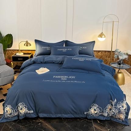 91家纺网 家纺一手货源 找家纺 （总）2023秋冬新款直播热卖长绒棉刺绣花边四件套-繁星系列