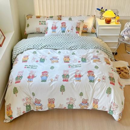 91家纺网 家纺一手货源 找家纺 宜家坊 2024新款12868全棉小清新四件套 童心