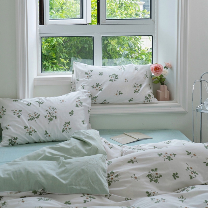 91家纺网 家纺一手货源 找家纺 宜家坊 2024新款12868全棉小清新四件套 茶花