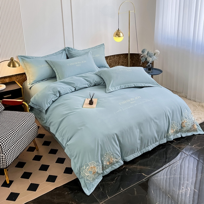 91家纺网 家纺一手货源 找家纺 （总）2023秋冬新款直播热卖长绒棉刺绣花边四件套-繁星系列