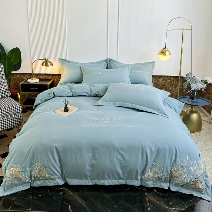 91家纺网 家纺一手货源 找家纺 （总）2023秋冬新款直播热卖长绒棉刺绣花边四件套-繁星系列