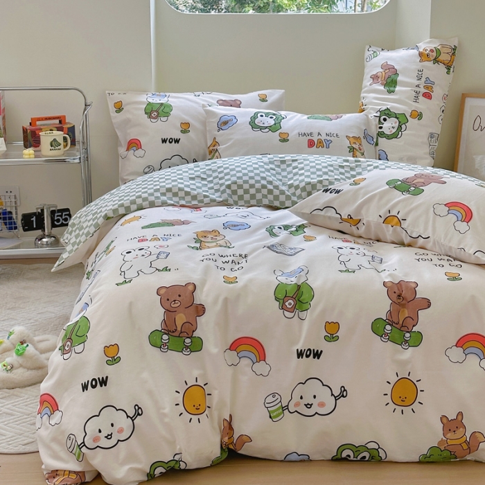 91家纺网 家纺一手货源 找家纺 宜家坊 2024新款12868全棉小清新四件套 滑板