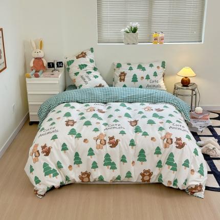 宜家坊 2024新款12868全棉小清新四件套 绿树熊