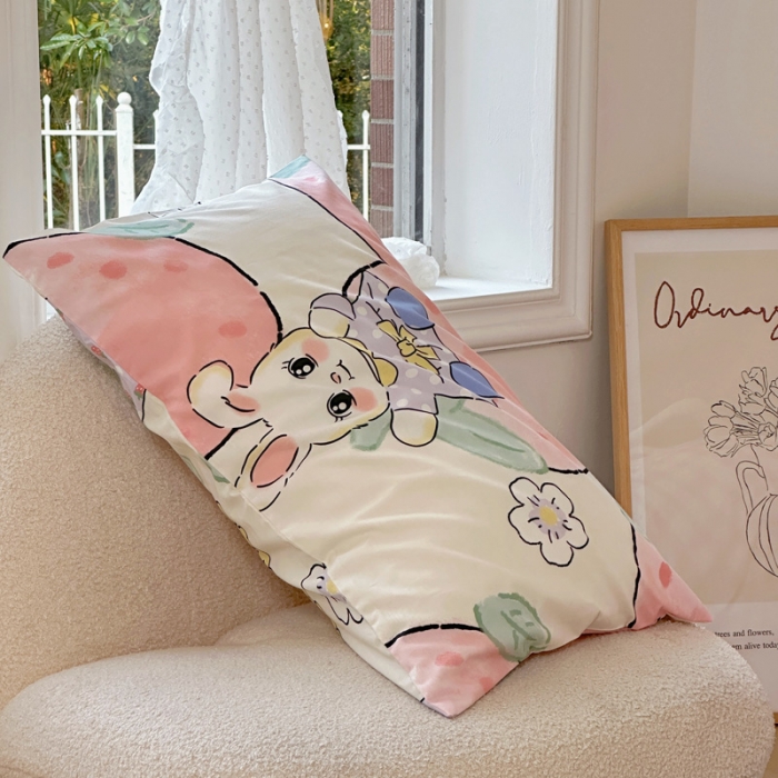 91家纺网 家纺一手货源 找家纺 宜家坊 2024新款12868全棉小清新四件套 莓莓兔