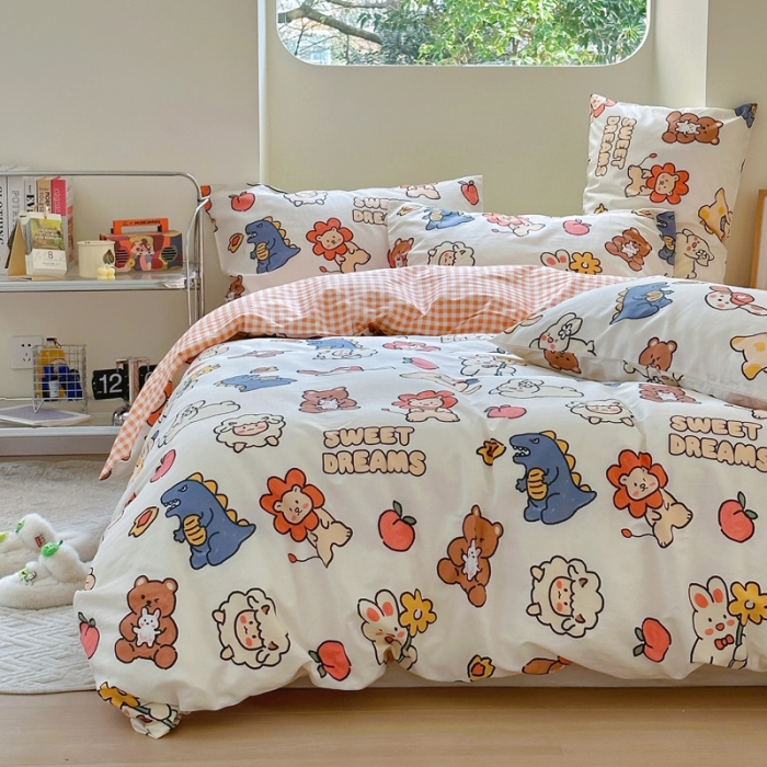 91家纺网 家纺一手货源 找家纺 宜家坊 2024新款12868全棉小清新四件套 梦甜