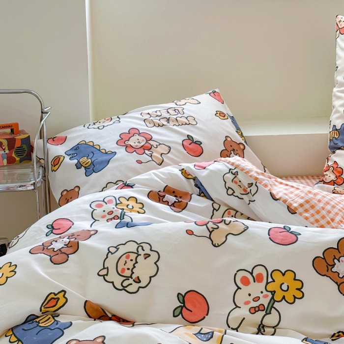 91家纺网 家纺一手货源 找家纺 宜家坊 2024新款12868全棉小清新四件套 梦甜