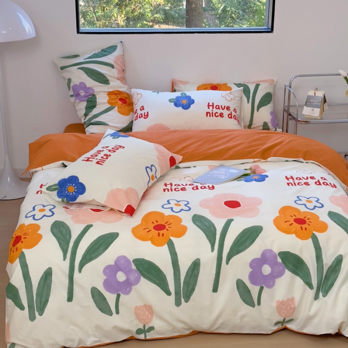 91家纺网 家纺一手货源 找家纺 宜家坊 2024新款12868全棉小清新四件套 若美