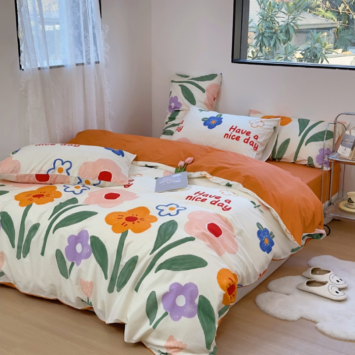 91家纺网 家纺一手货源 找家纺 宜家坊 2024新款12868全棉小清新四件套 若美