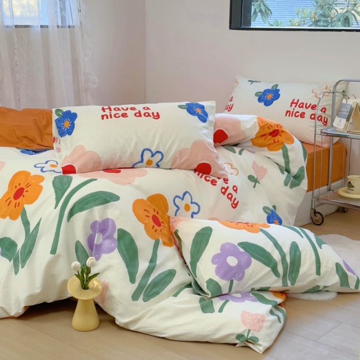 91家纺网 家纺一手货源 找家纺 宜家坊 2024新款12868全棉小清新四件套 若美