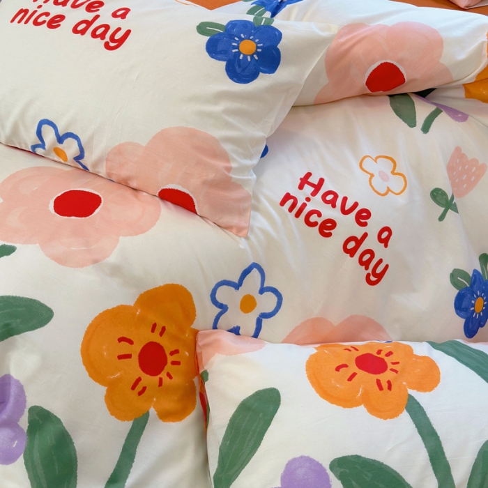 91家纺网 家纺一手货源 找家纺 宜家坊 2024新款12868全棉小清新四件套 若美