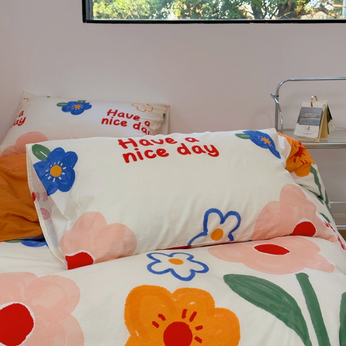 91家纺网 家纺一手货源 找家纺 宜家坊 2024新款12868全棉小清新四件套 若美