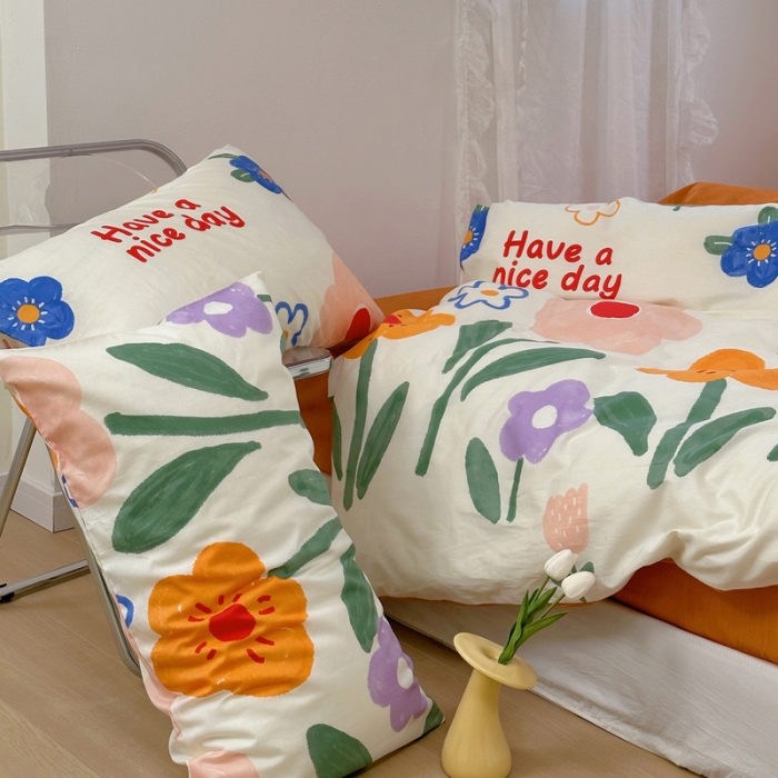 91家纺网 家纺一手货源 找家纺 宜家坊 2024新款12868全棉小清新四件套 若美