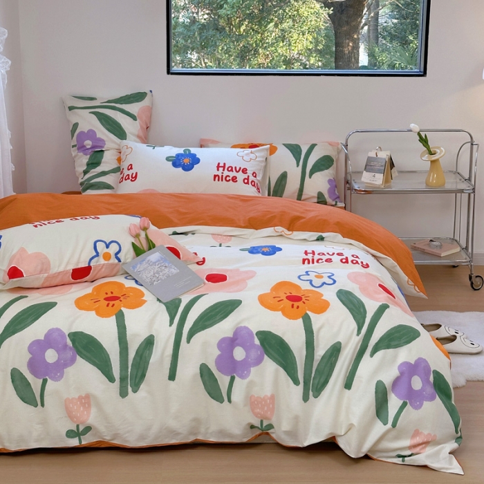 91家纺网 家纺一手货源 找家纺 宜家坊 2024新款12868全棉小清新四件套 若美