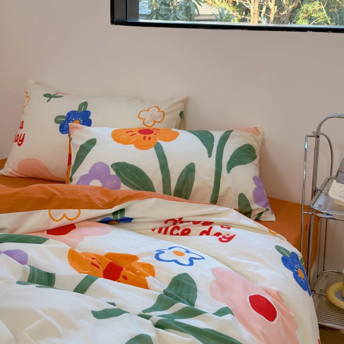 91家纺网 家纺一手货源 找家纺 宜家坊 2024新款12868全棉小清新四件套 若美