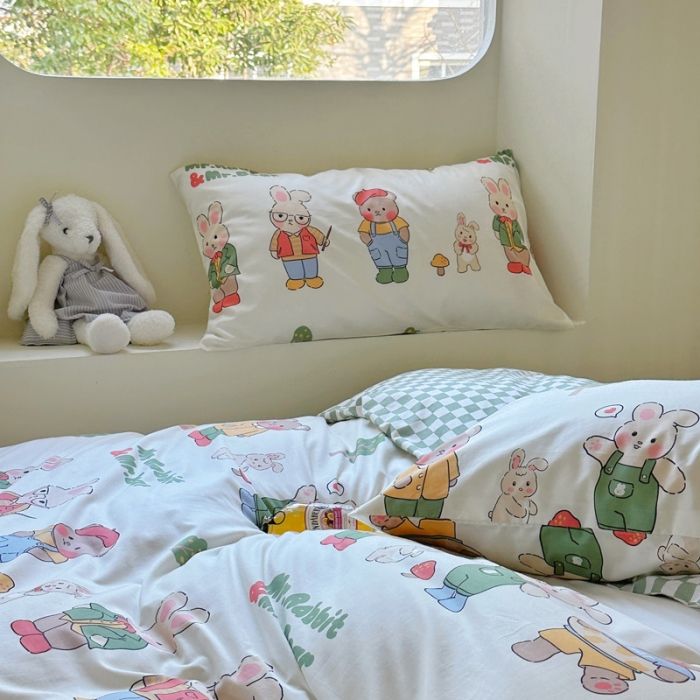 91家纺网 家纺一手货源 找家纺 宜家坊 2024新款12868全棉小清新四件套 童心