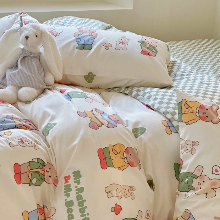 91家纺网 家纺一手货源 找家纺 宜家坊 2024新款12868全棉小清新四件套 童心