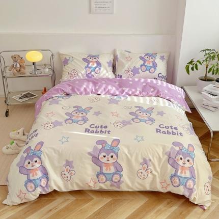 宜家坊 2024新款12868全棉小清新四件套 兔兔寻星