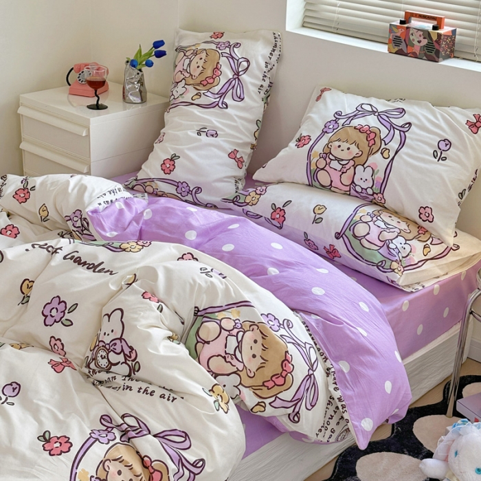 91家纺网 家纺一手货源 找家纺 宜家坊 2024新款12868全棉小清新四件套 西莉娅