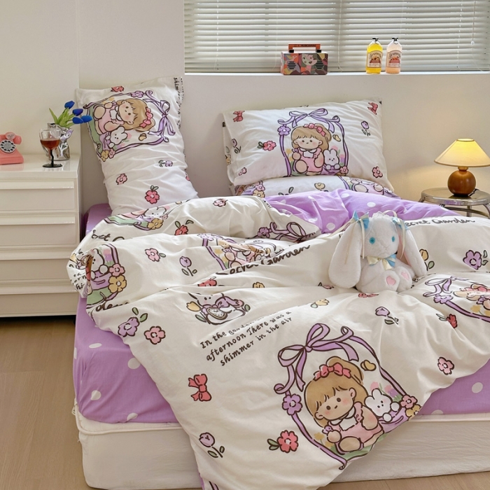 91家纺网 家纺一手货源 找家纺 宜家坊 2024新款12868全棉小清新四件套 西莉娅