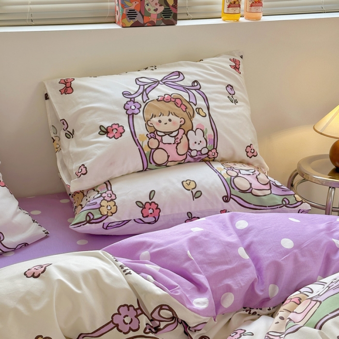 91家纺网 家纺一手货源 找家纺 宜家坊 2024新款12868全棉小清新四件套 西莉娅