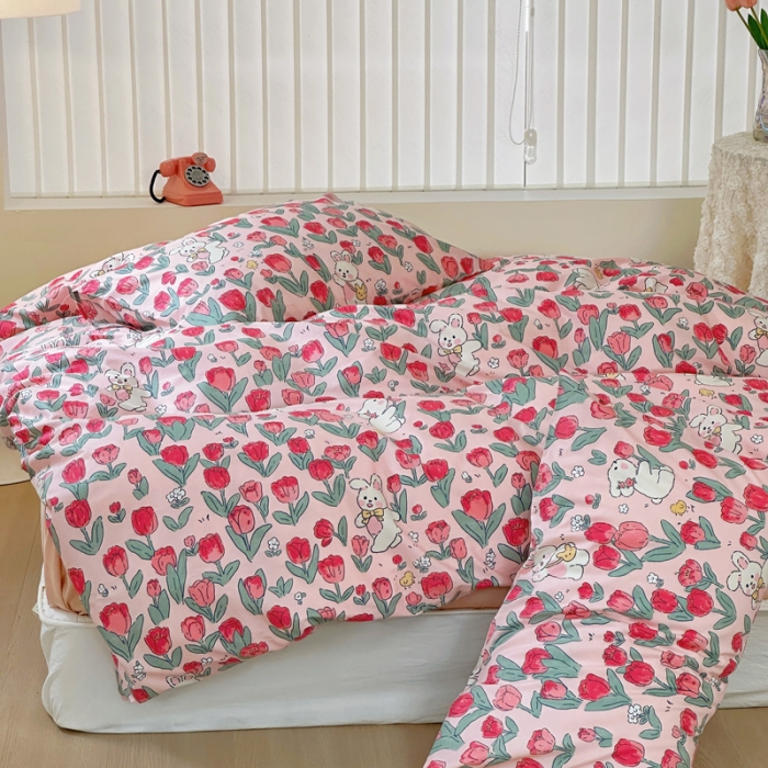 91家纺网 家纺一手货源 找家纺 宜家坊 2024新款12868全棉小清新四件套 月野