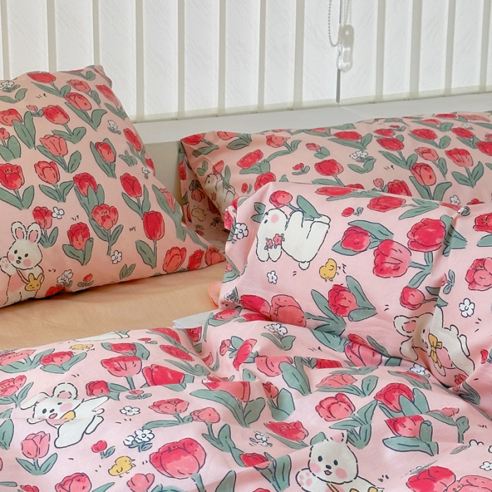 91家纺网 家纺一手货源 找家纺 宜家坊 2024新款12868全棉小清新四件套 月野