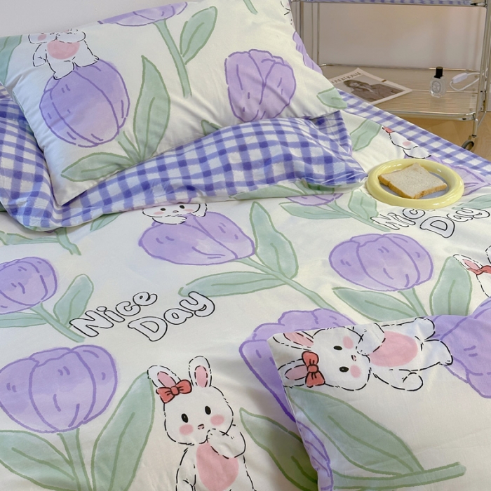 91家纺网 家纺一手货源 找家纺 宜家坊 2024新款12868全棉小清新四件套 知语