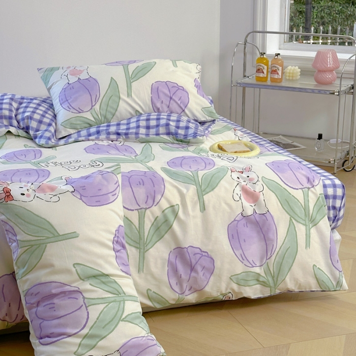 91家纺网 家纺一手货源 找家纺 宜家坊 2024新款12868全棉小清新四件套 知语