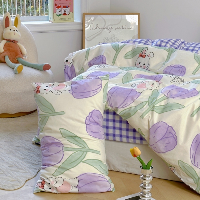 91家纺网 家纺一手货源 找家纺 宜家坊 2024新款12868全棉小清新四件套 知语