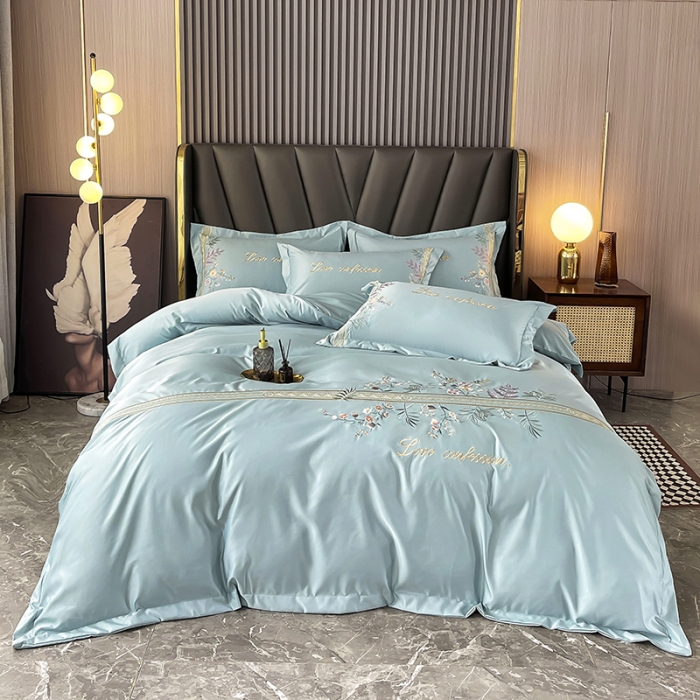 91家纺网 家纺一手货源 找家纺 （总）2023新款A类天丝棉轻奢刺绣四件套-华尔兹